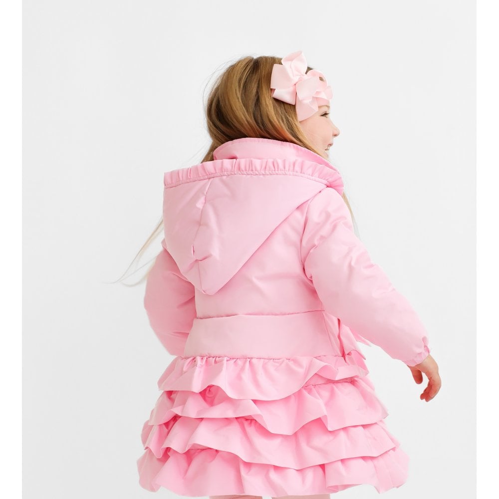 Peyton Girls Padded Ruffle Coat Pink