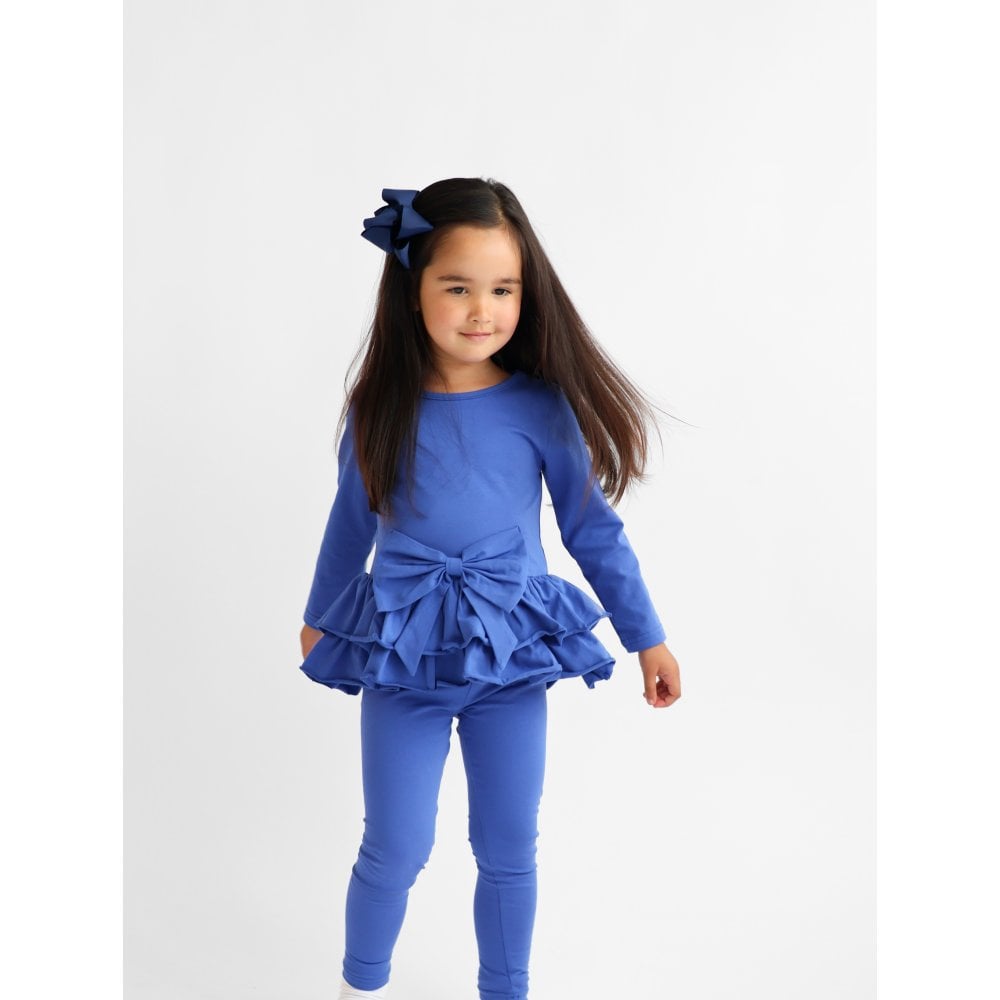 Hallie Girls Frilly Bow Tracksuit Royal Blue