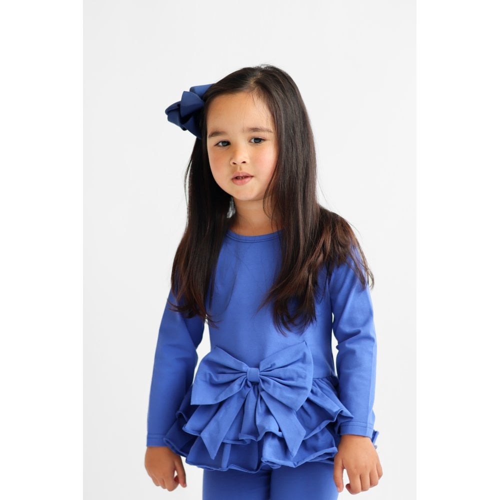 Hallie Girls Frilly Bow Tracksuit Royal Blue