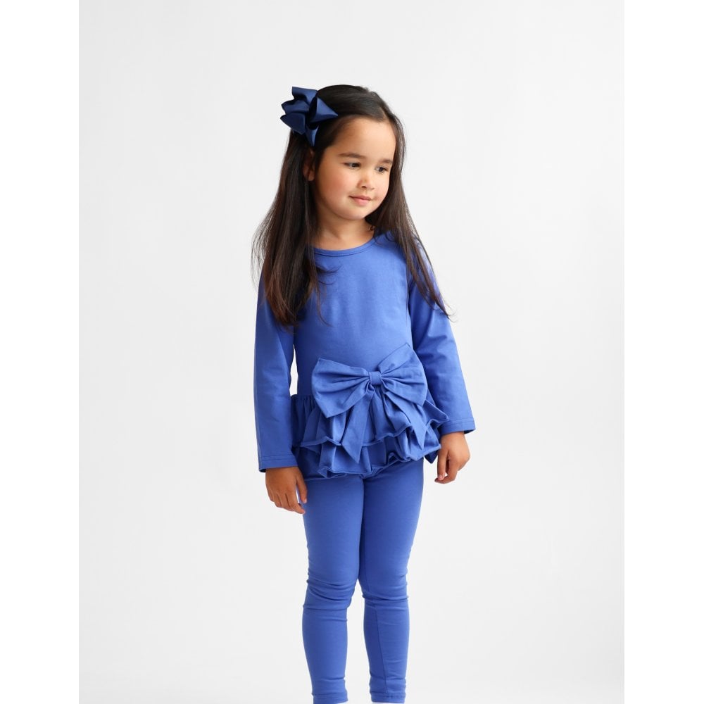 Hallie Girls Frilly Bow Tracksuit Royal Blue