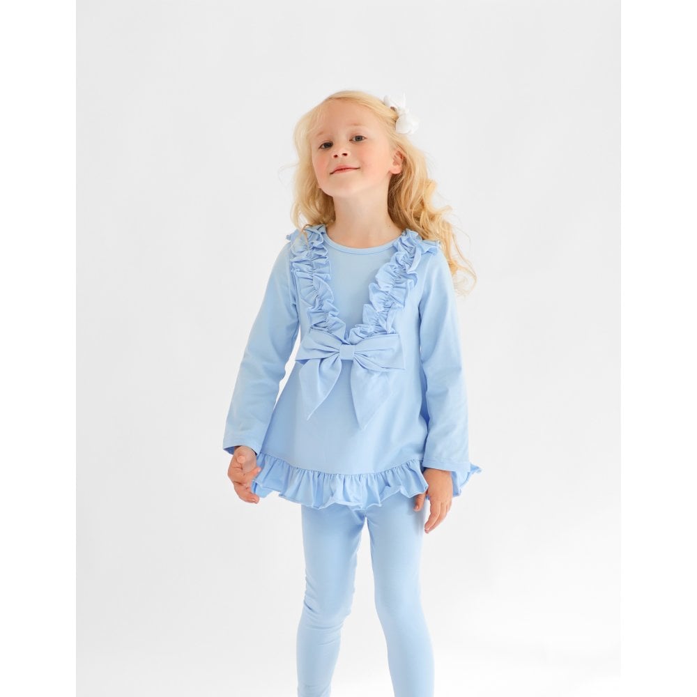 Faye Girls Ruffle Bow Tracksuit Blue