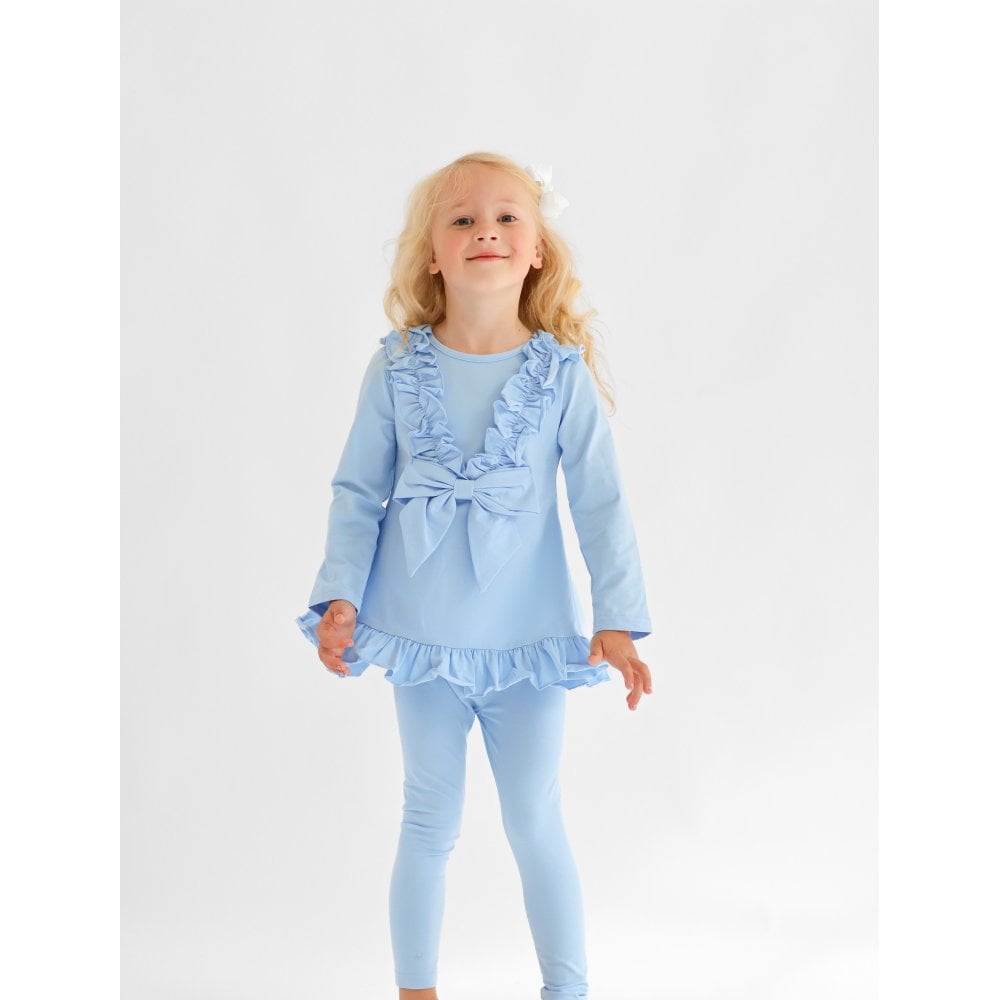 Faye Girls Ruffle Bow Tracksuit Blue