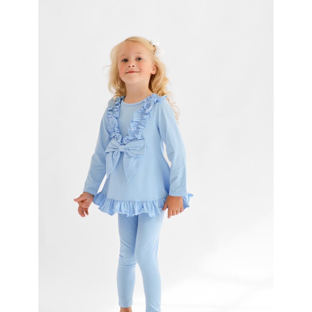 Faye Girls Ruffle Bow Tracksuit Blue