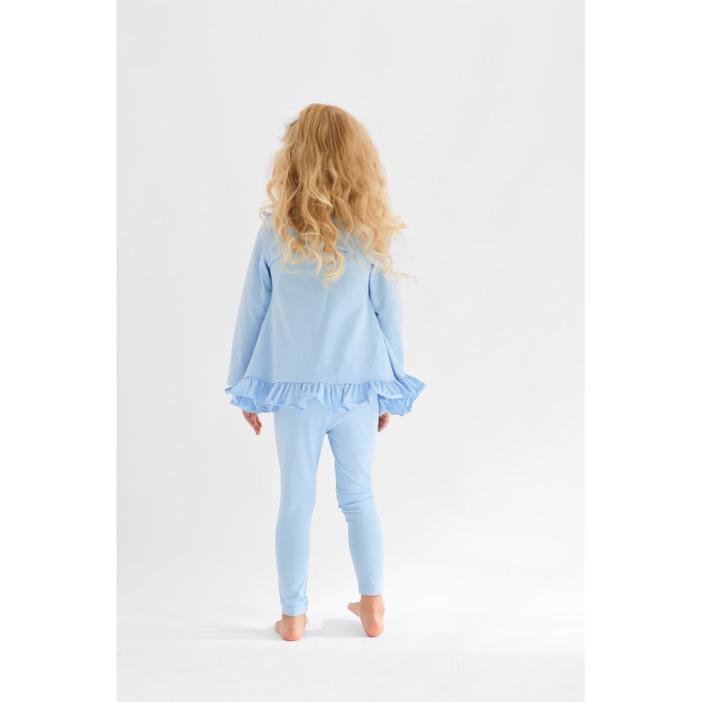 Faye Girls Ruffle Bow Tracksuit Blue