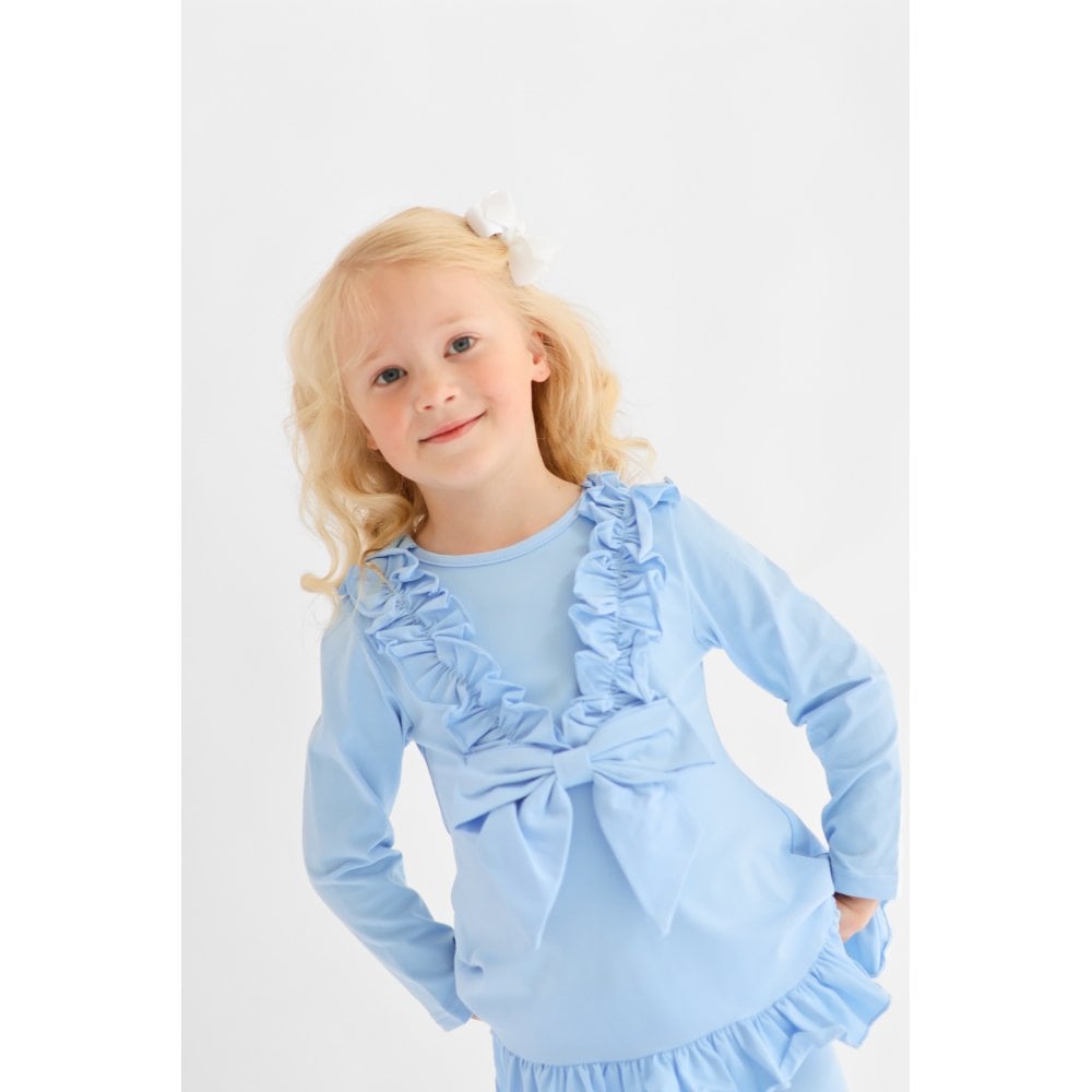 Faye Girls Ruffle Bow Tracksuit Blue