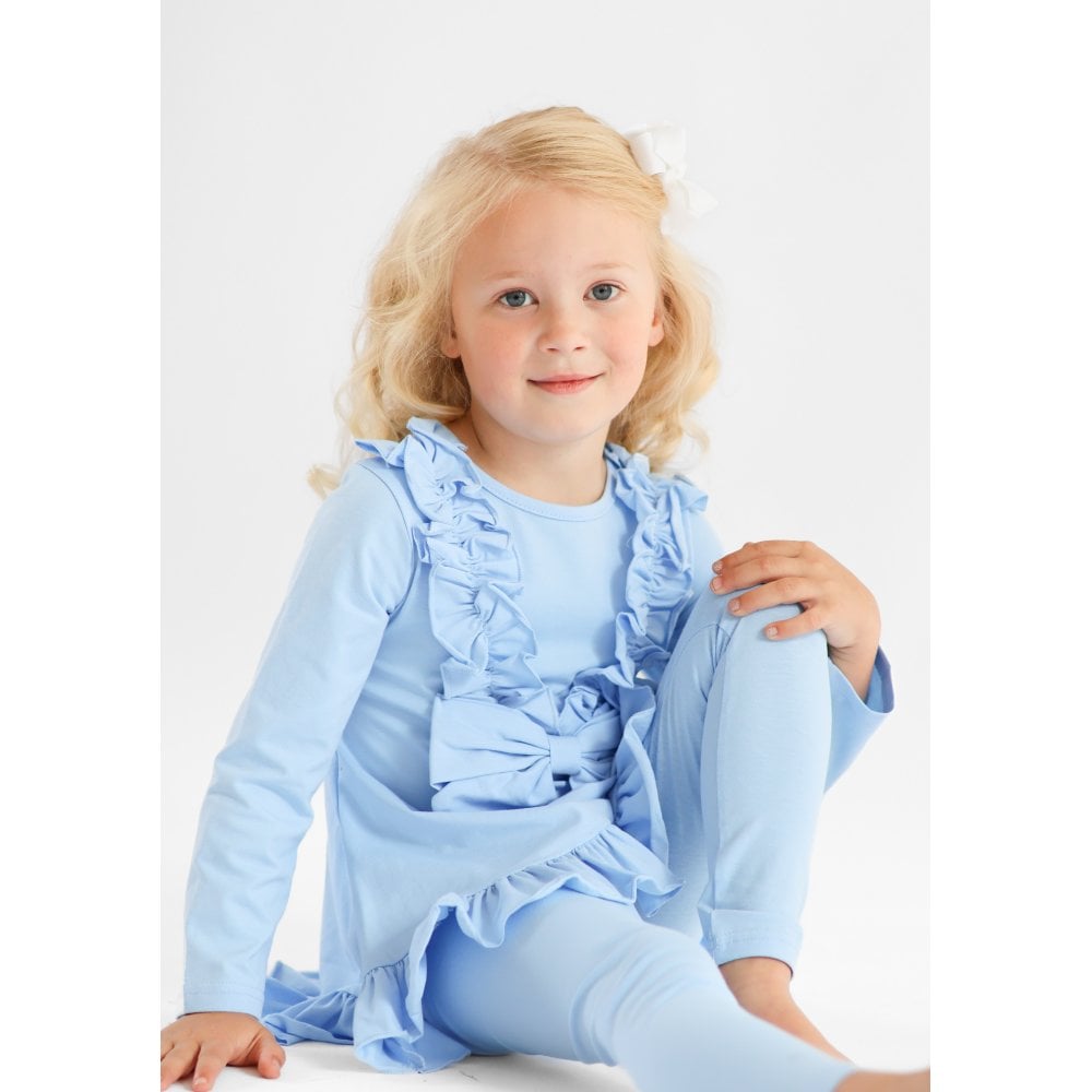 Faye Girls Ruffle Bow Tracksuit Blue