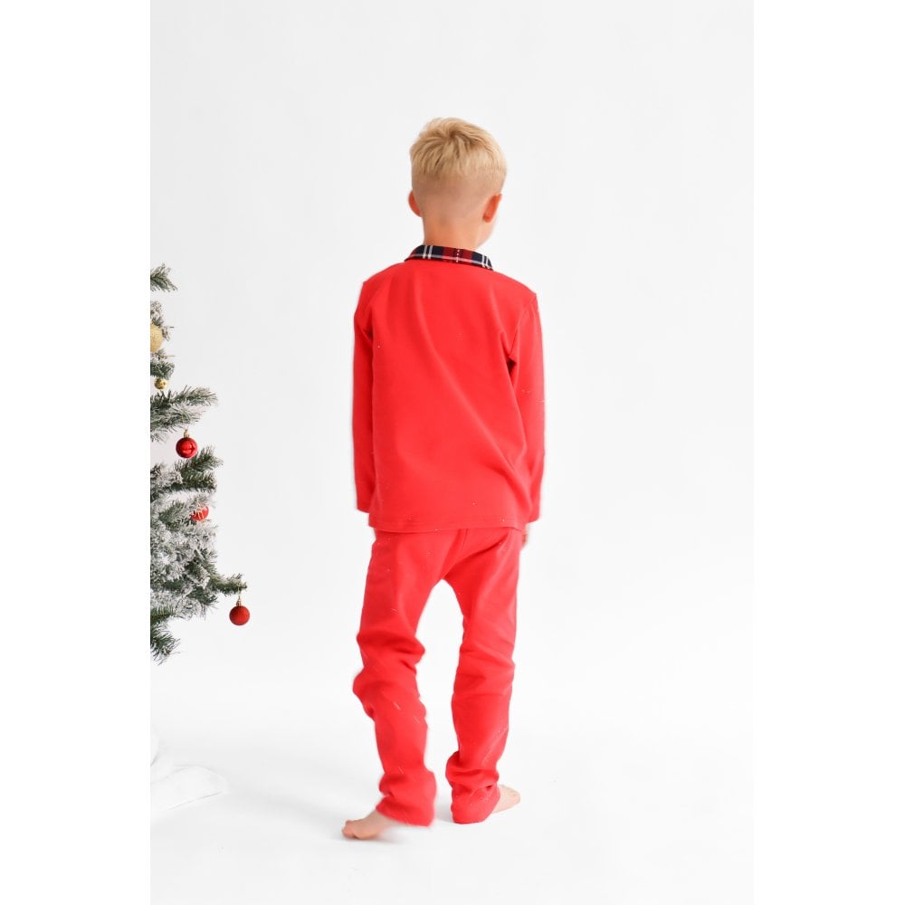 Christmas Pyjamas Plain Red Tartan