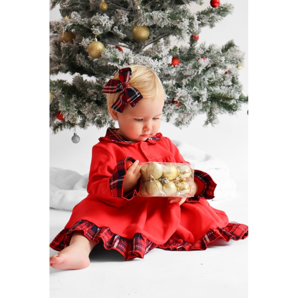 Christmas Girls Night Dress Red Tartan