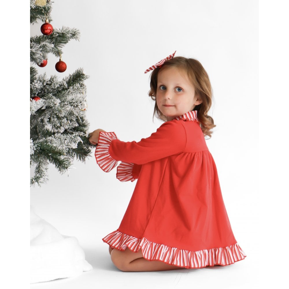 Christmas Girls Night Dress Red Stripe