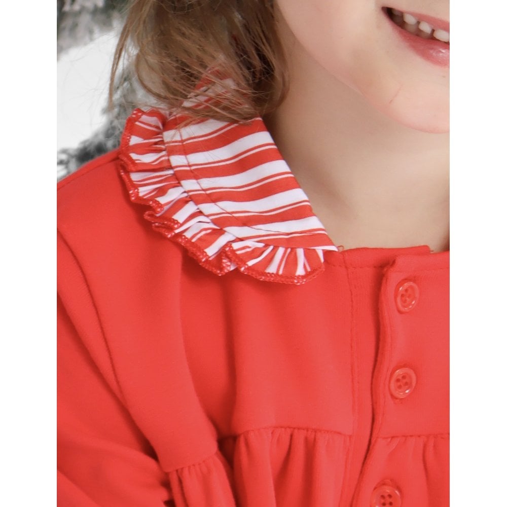 Christmas Girls Night Dress Red Stripe