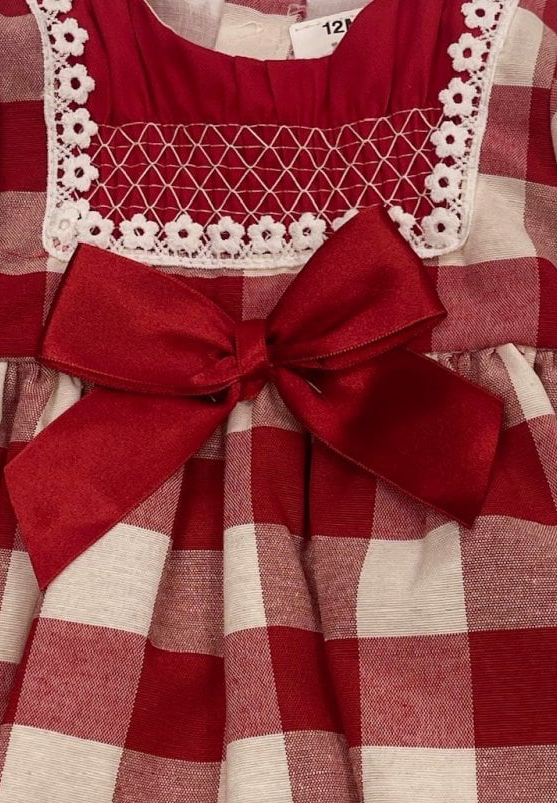 ZA2119 Girls Red & White Gingham Dress