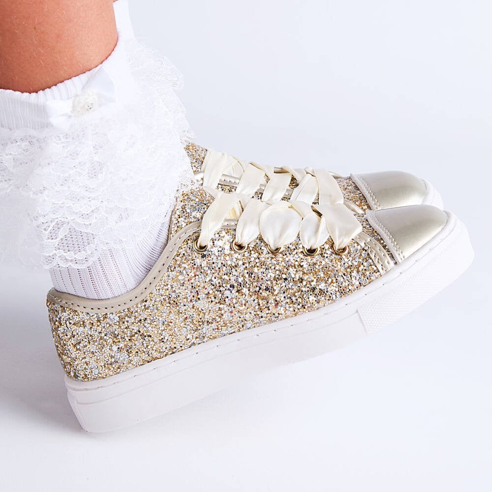 Trinity Girls Glitter Trainer Gold