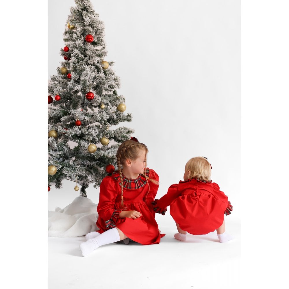 Taytum Red Dress With Tartan Frills