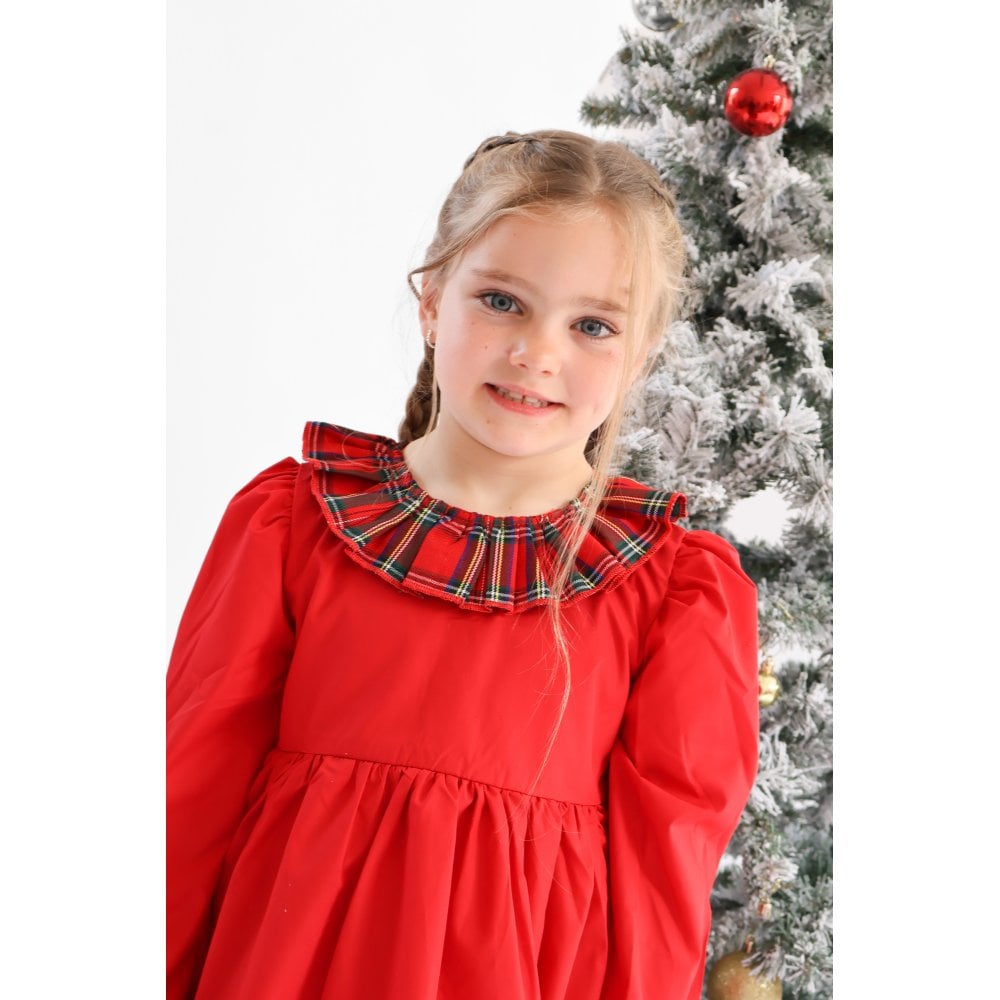 Taytum Red Dress With Tartan Frills