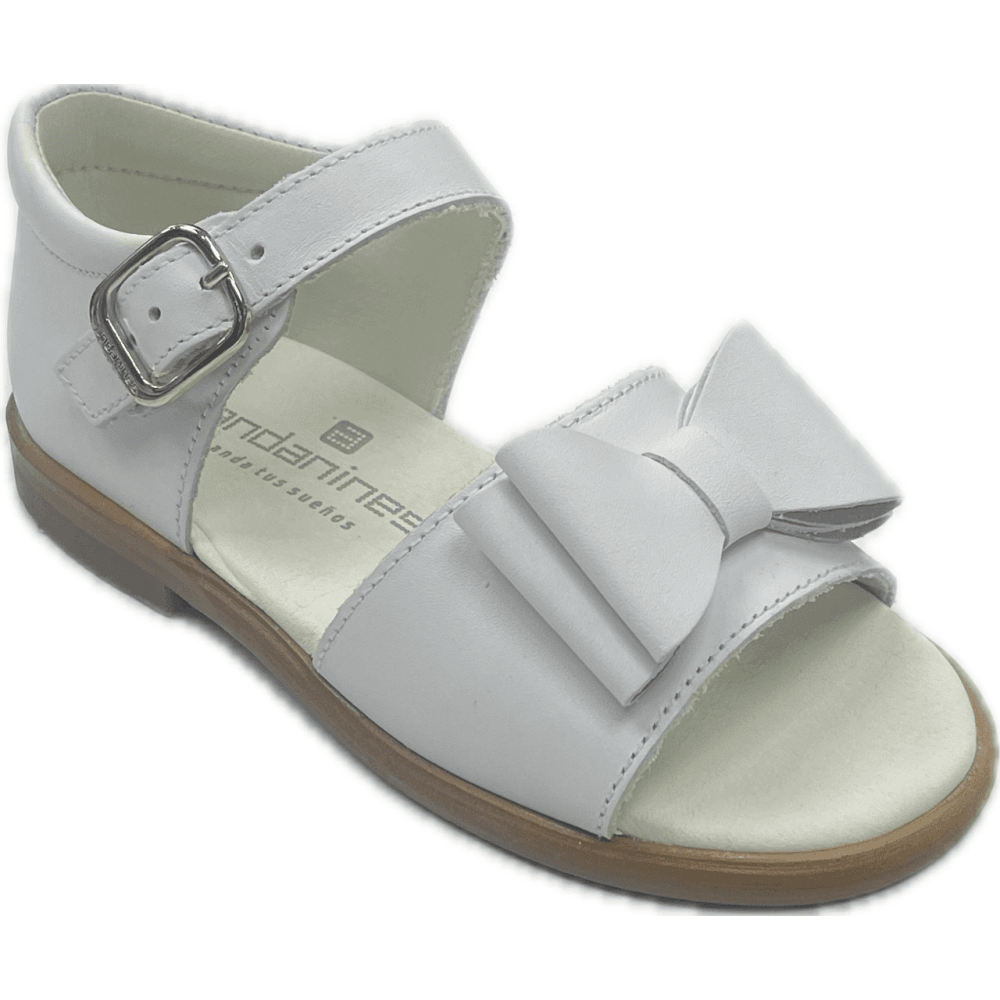 181851 Double Bow Sandal White Leather