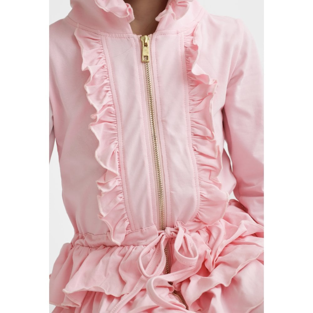 Fern Girls Ruffle Zip Tracksuit Pink
