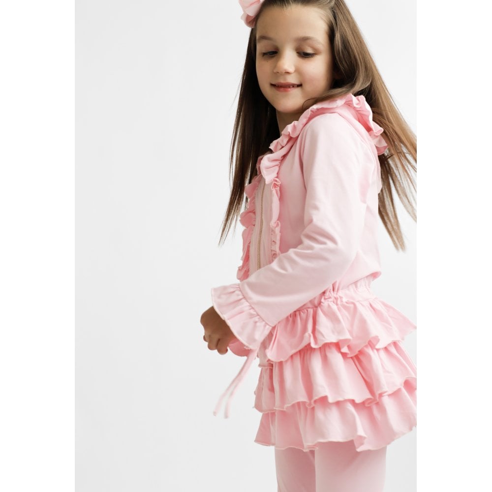 Fern Girls Ruffle Zip Tracksuit Pink
