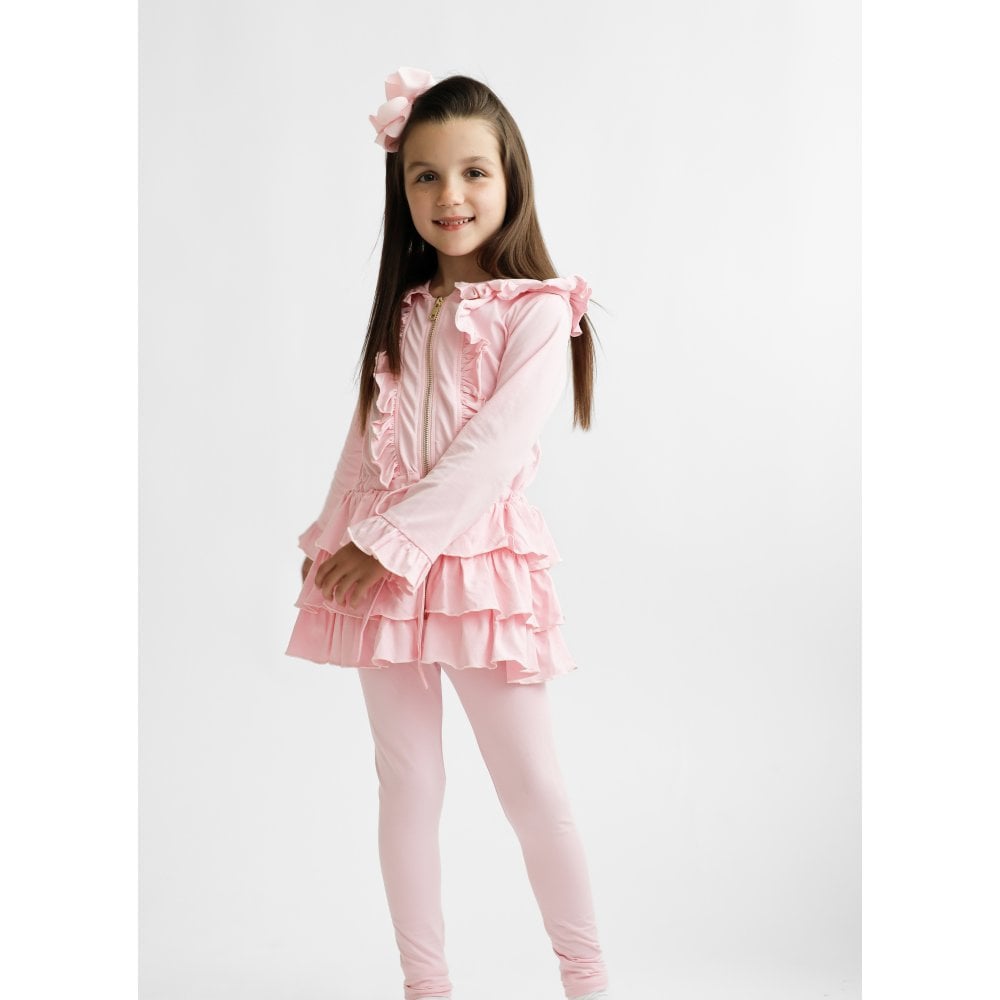Fern Girls Ruffle Zip Tracksuit Pink