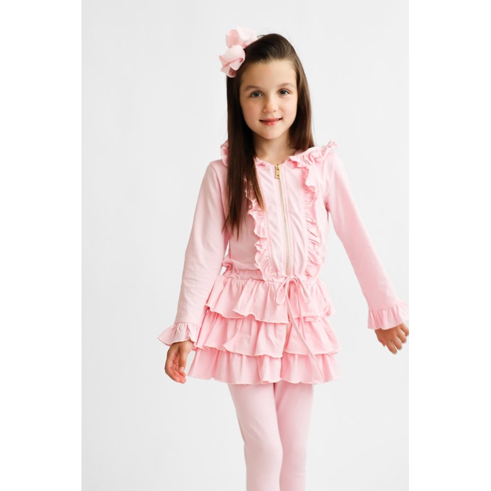 Fern Girls Ruffle Zip Tracksuit Pink