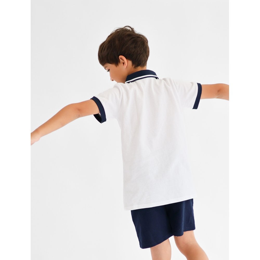 Shane Smart Boys White & Navy Polo Top & Shorts Set