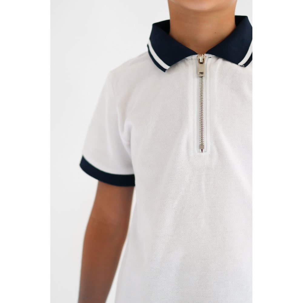 Shane Smart Boys White & Navy Polo Top & Shorts Set
