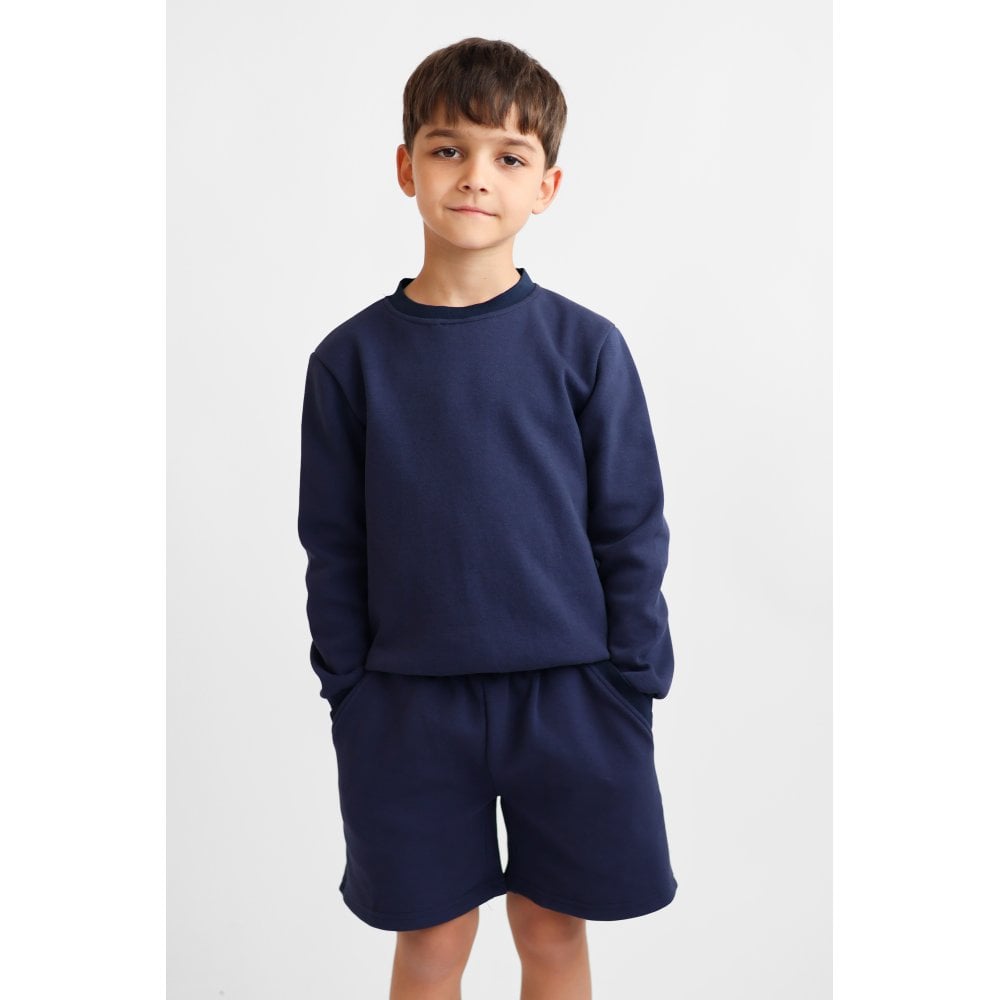 Byron Boys Plain Jumper & Short Set Navy