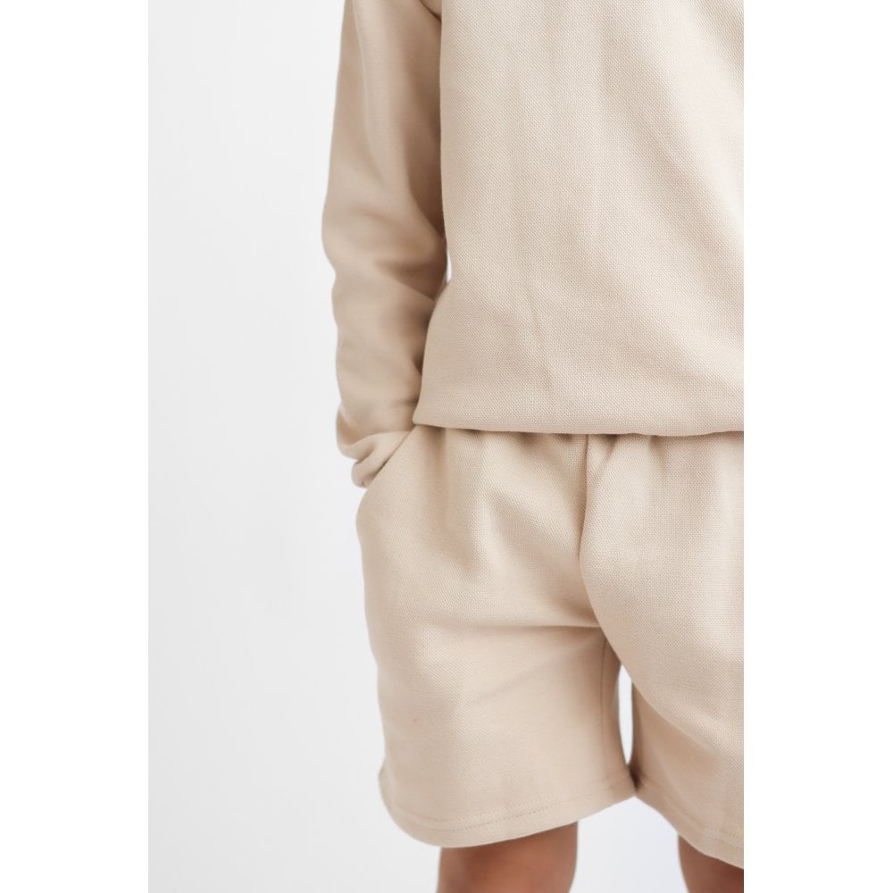 Byron Boys Plain Jumper & Shorts Set Beige