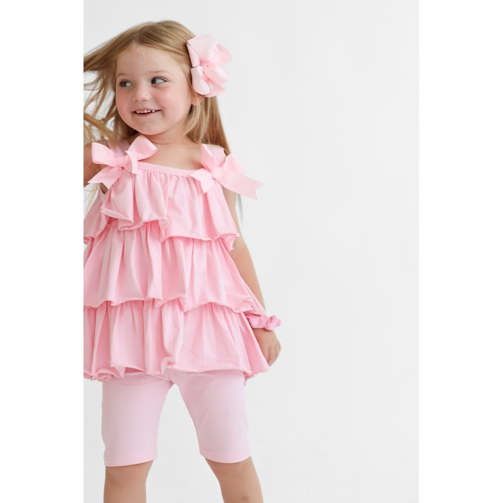 Ava Girl's Ruffle Frilly Short Set Pink