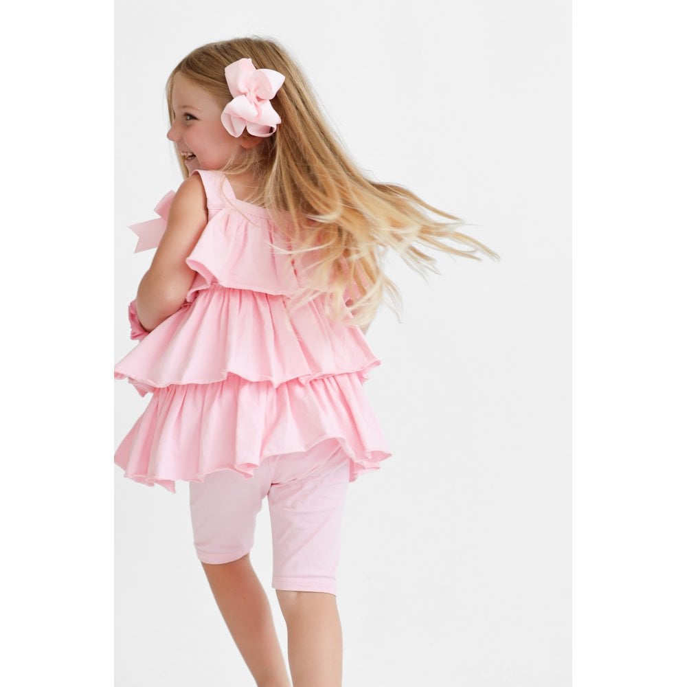 Ava Girl's Ruffle Frilly Short Set Pink