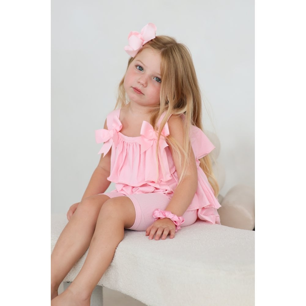 Ava Girl's Ruffle Frilly Short Set Pink