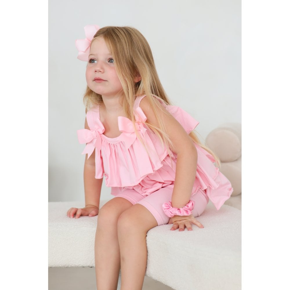 Ava Girl's Ruffle Frilly Short Set Pink