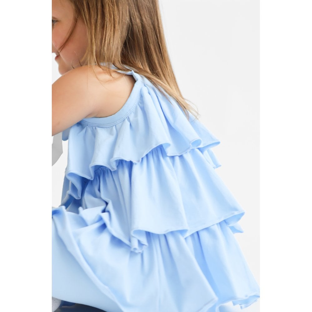 Ava Girl's Ruffle Frilly Short Set Blue