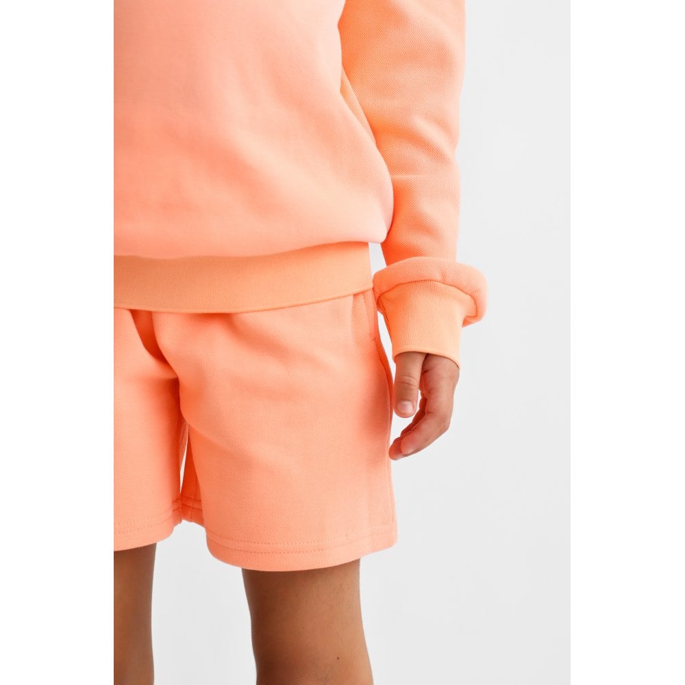 Bessie Girls Frill Neck Jumper & Shorts Set Coral