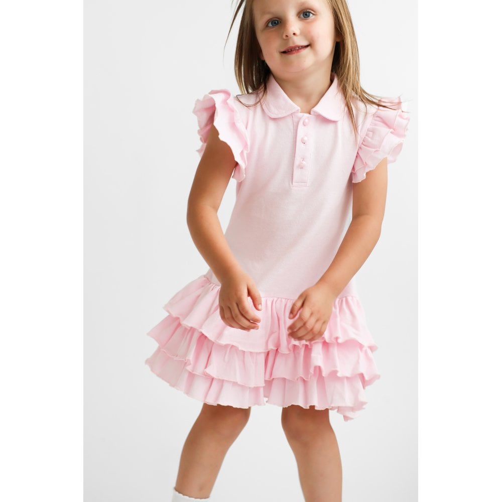 Sian Girls Ruffle Frill Polo Dress Pink
