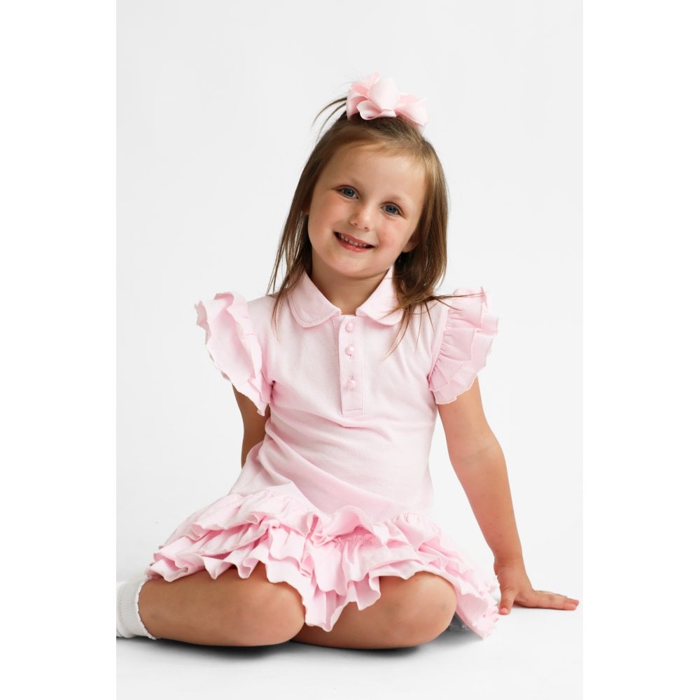 Sian Girls Ruffle Frill Polo Dress Pink