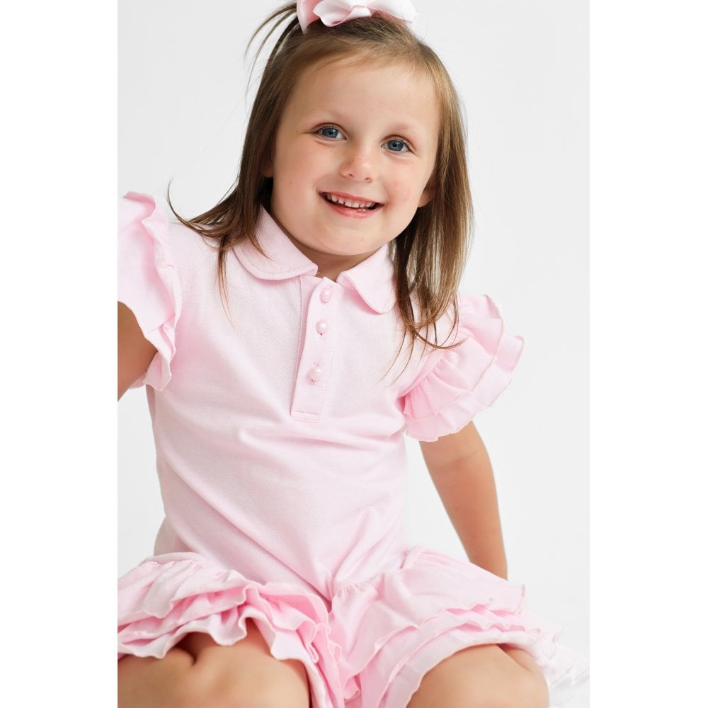 Sian Girls Ruffle Frill Polo Dress Pink