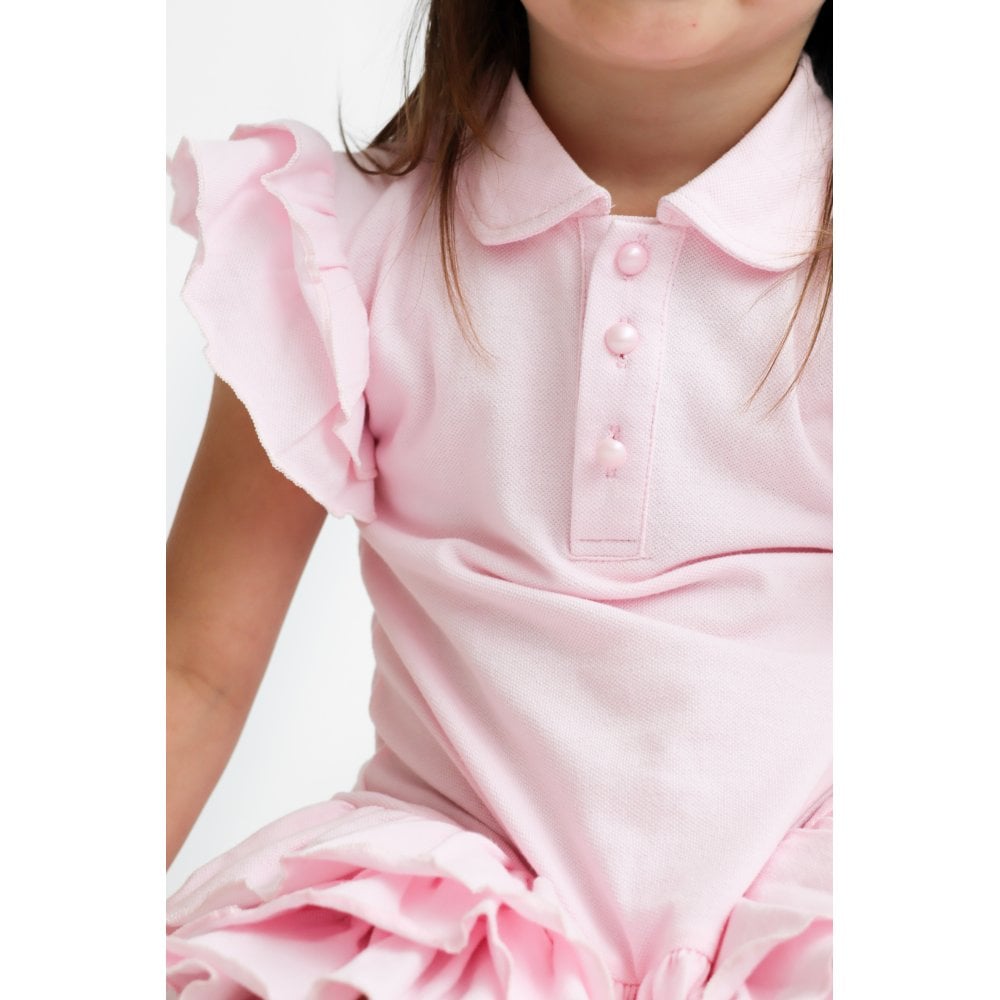 Sian Girls Ruffle Frill Polo Dress Pink