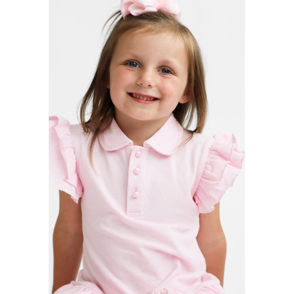 Sian Girls Ruffle Frill Polo Dress Pink