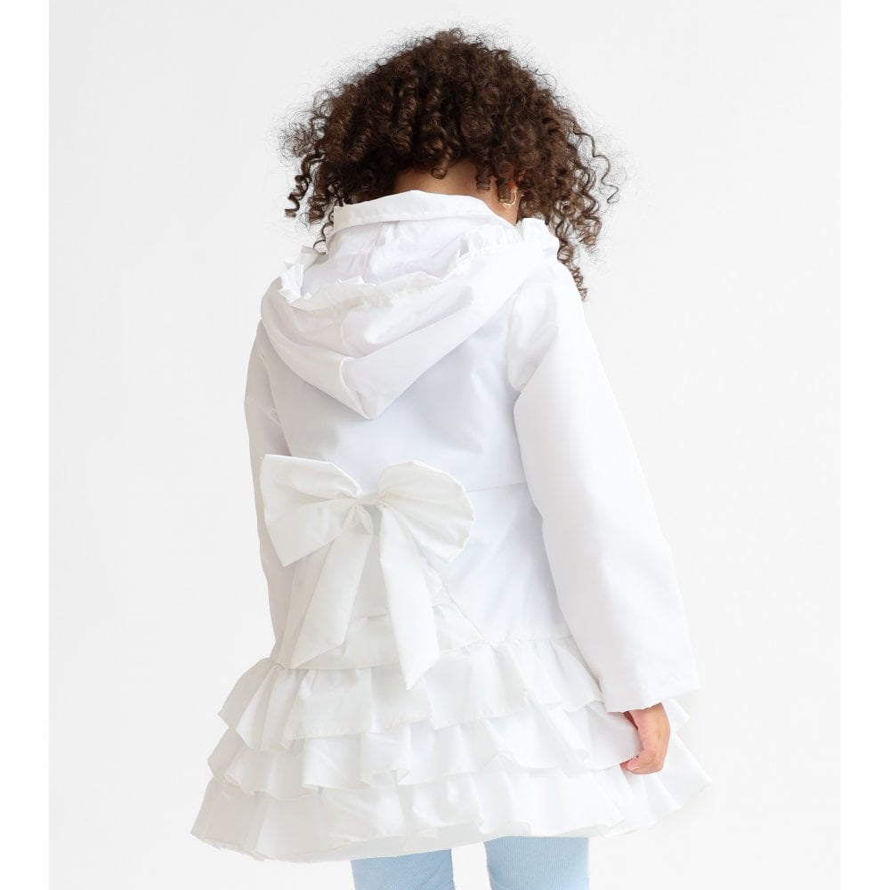 Pearly Girls Frill Ruffle Bow Lightweight Mac White