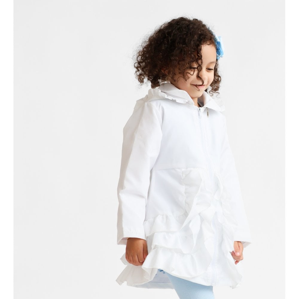 Pearly Girls Frill Ruffle Bow Lightweight Mac White