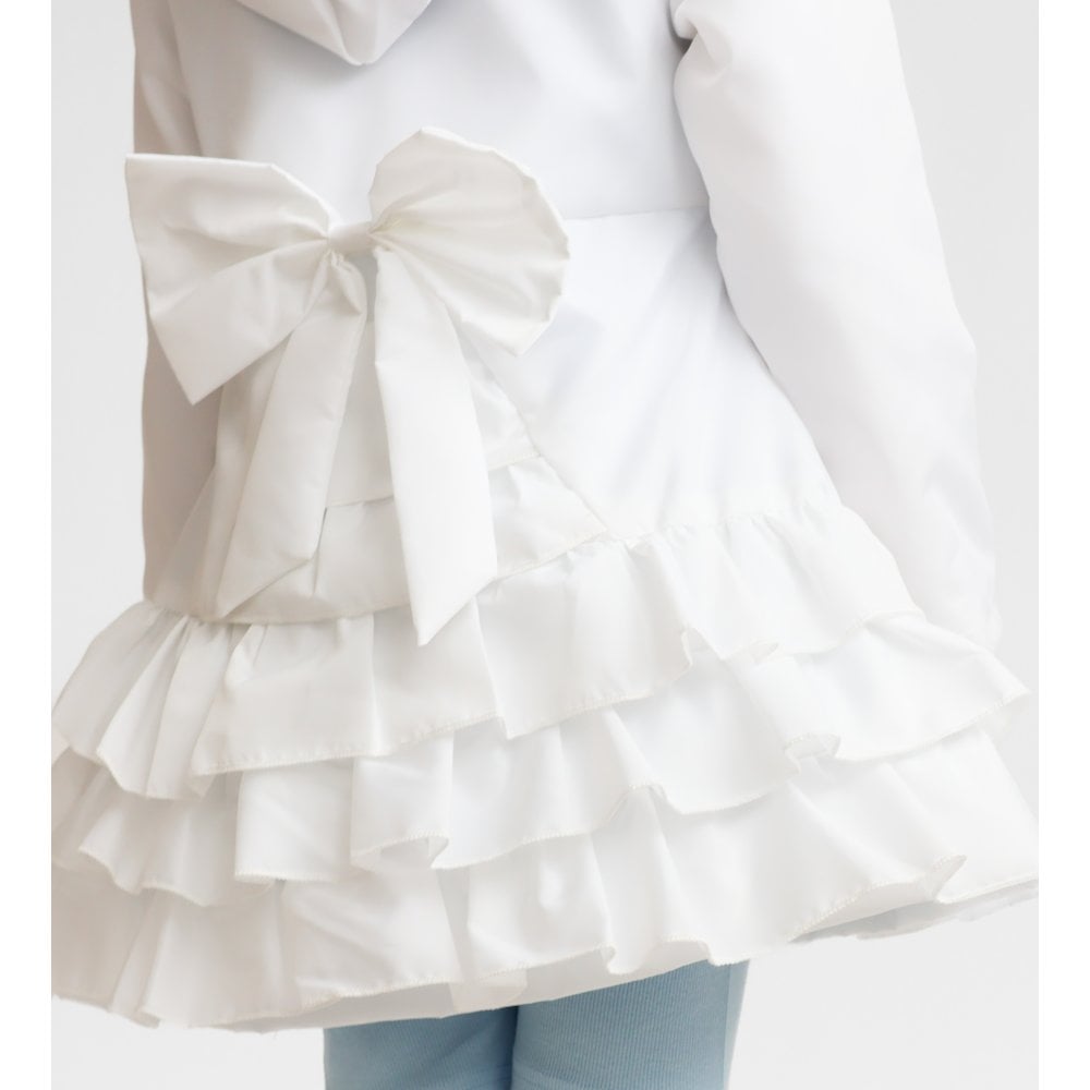 Pearly Girls Frill Ruffle Bow Lightweight Mac White