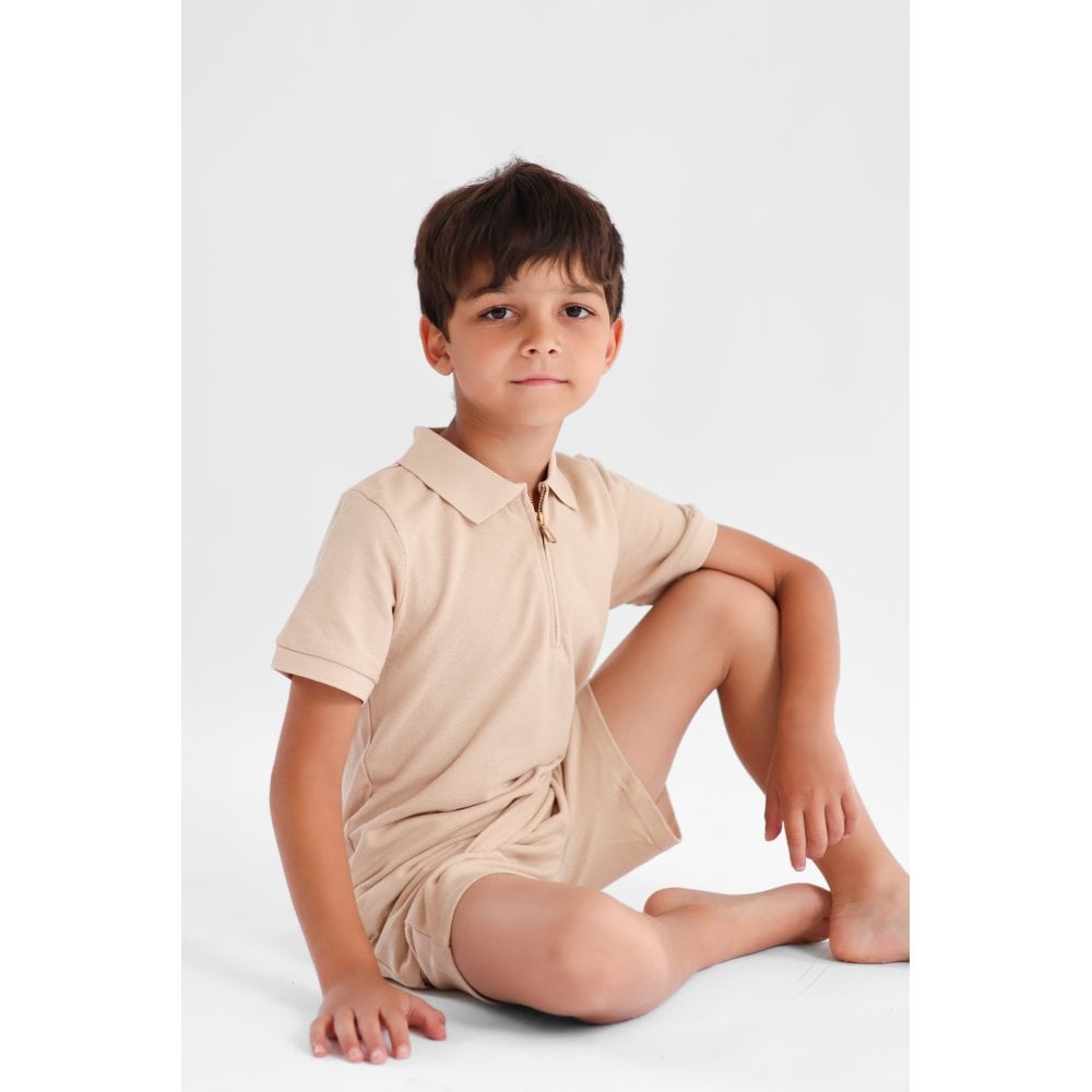 Hayden Boys Smart Polo Short Set Beige