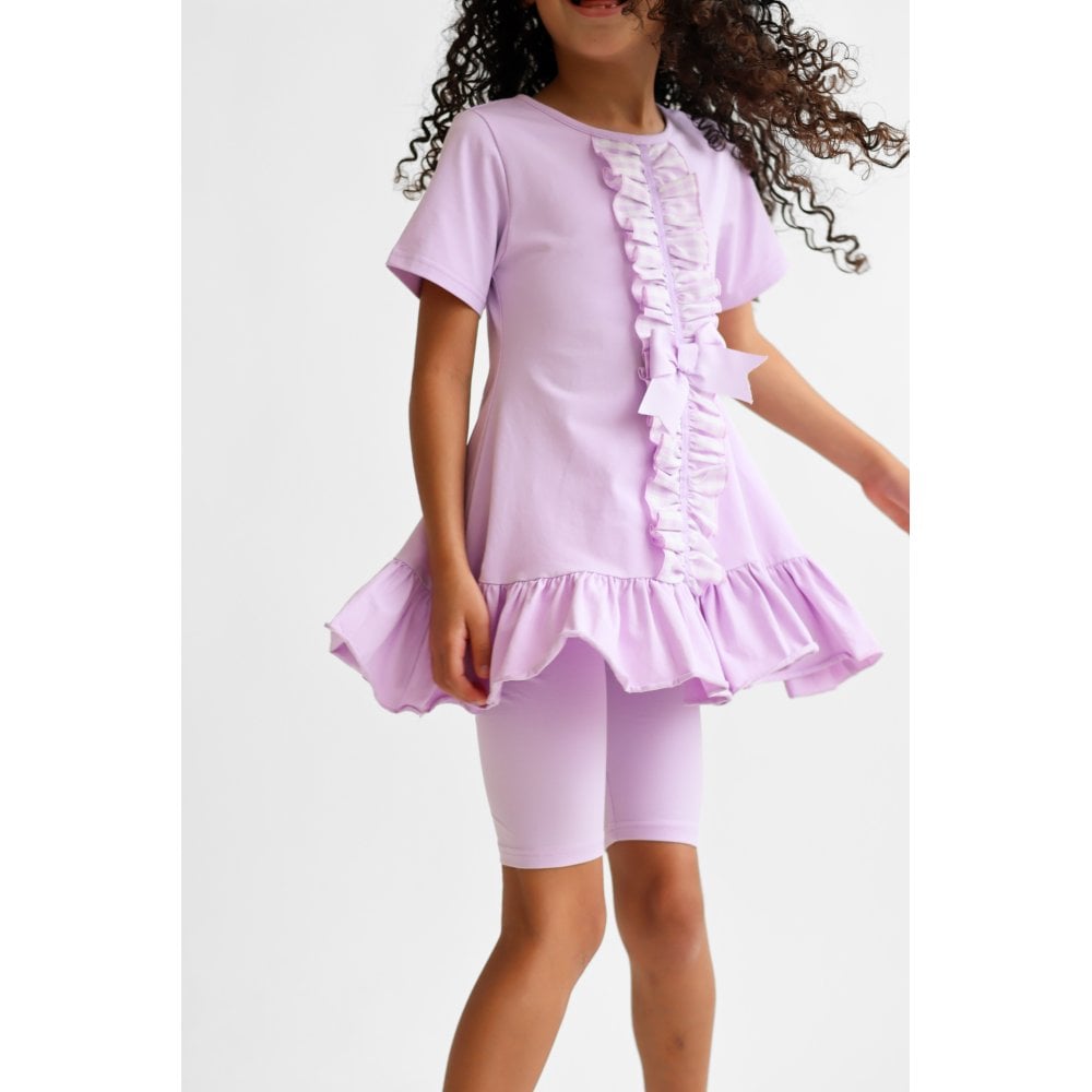Larosa Girls Frilly 3 Piece Tracksuit Set Lilac