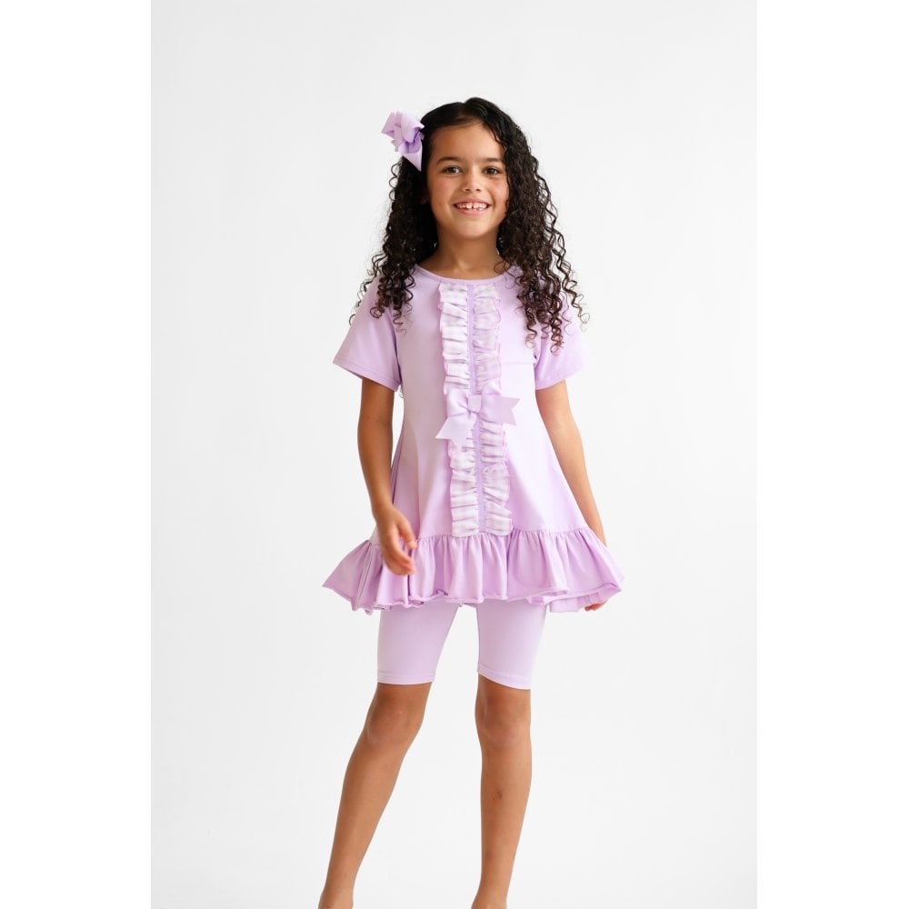 Larosa Girls Frilly 3 Piece Tracksuit Set Lilac