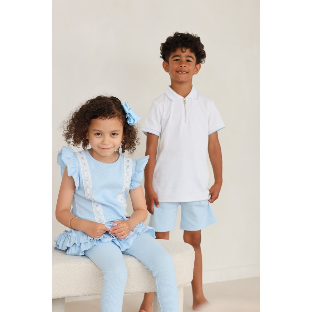 Samson Boys Baby Blue Smart Polo Top & Shorts Set