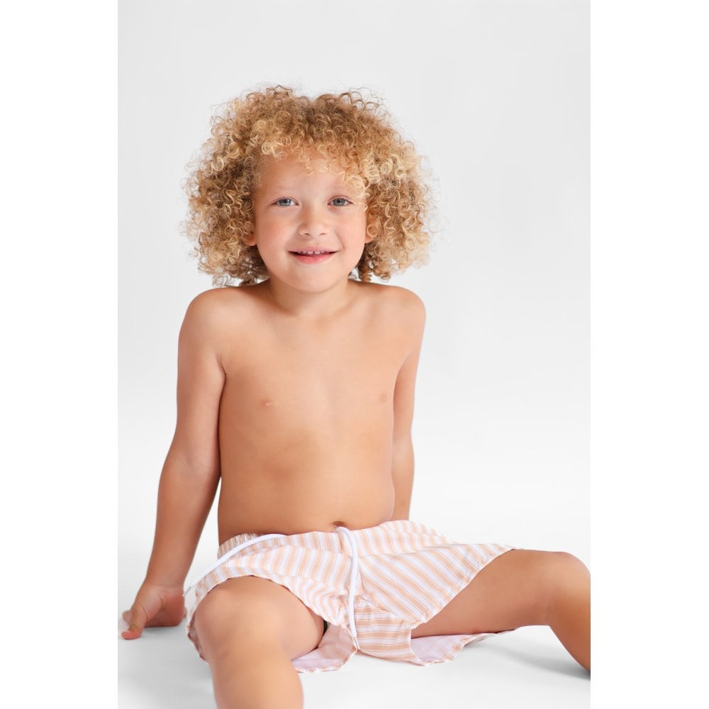 Axel Boys Camel & White Striped Swimming Trunks