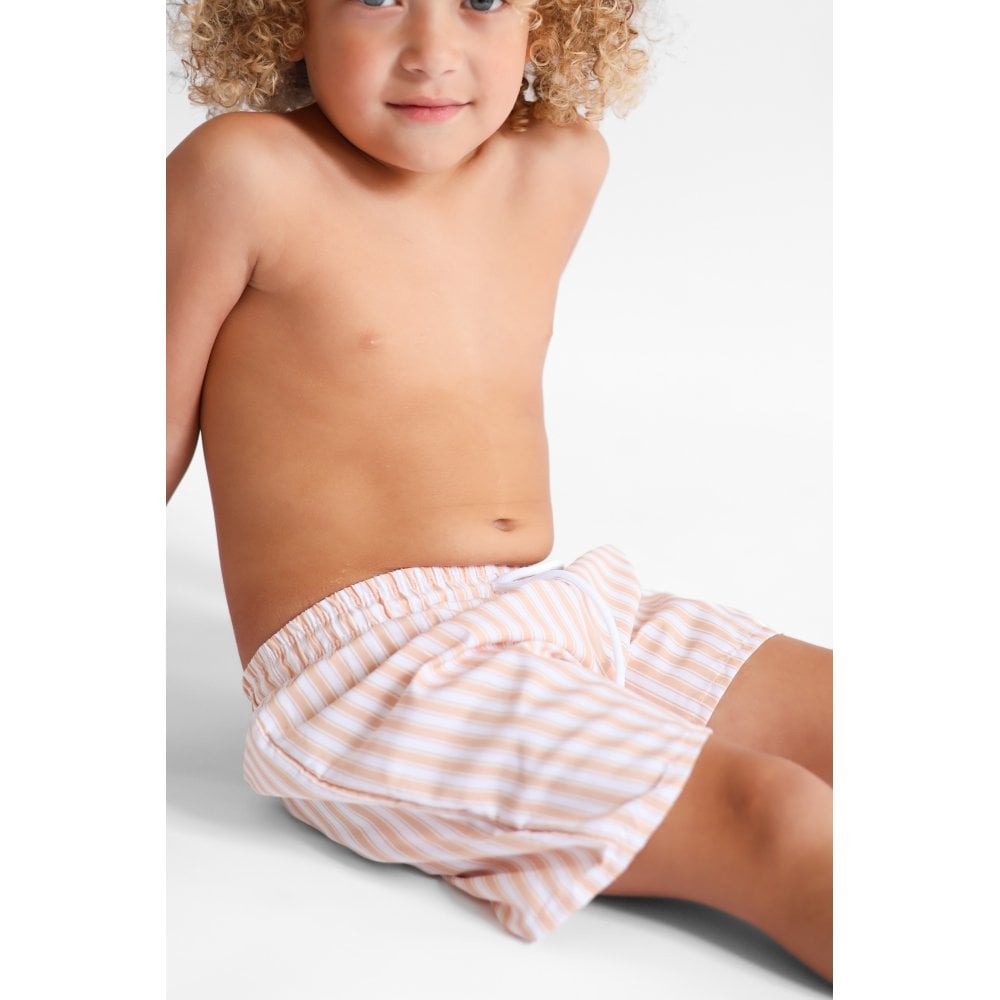 Axel Boys Camel & White Striped Swimming Trunks