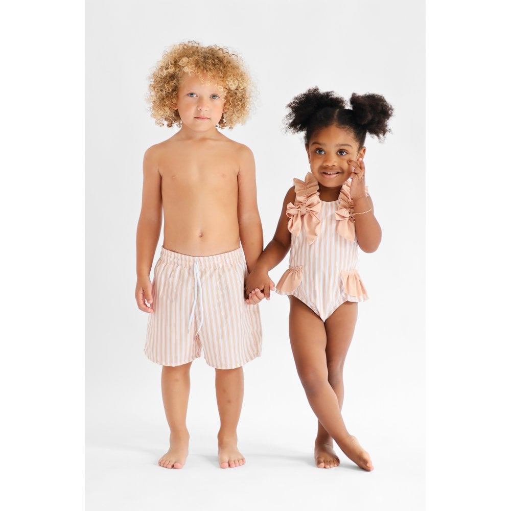 Axel Boys Camel & White Striped Swimming Trunks