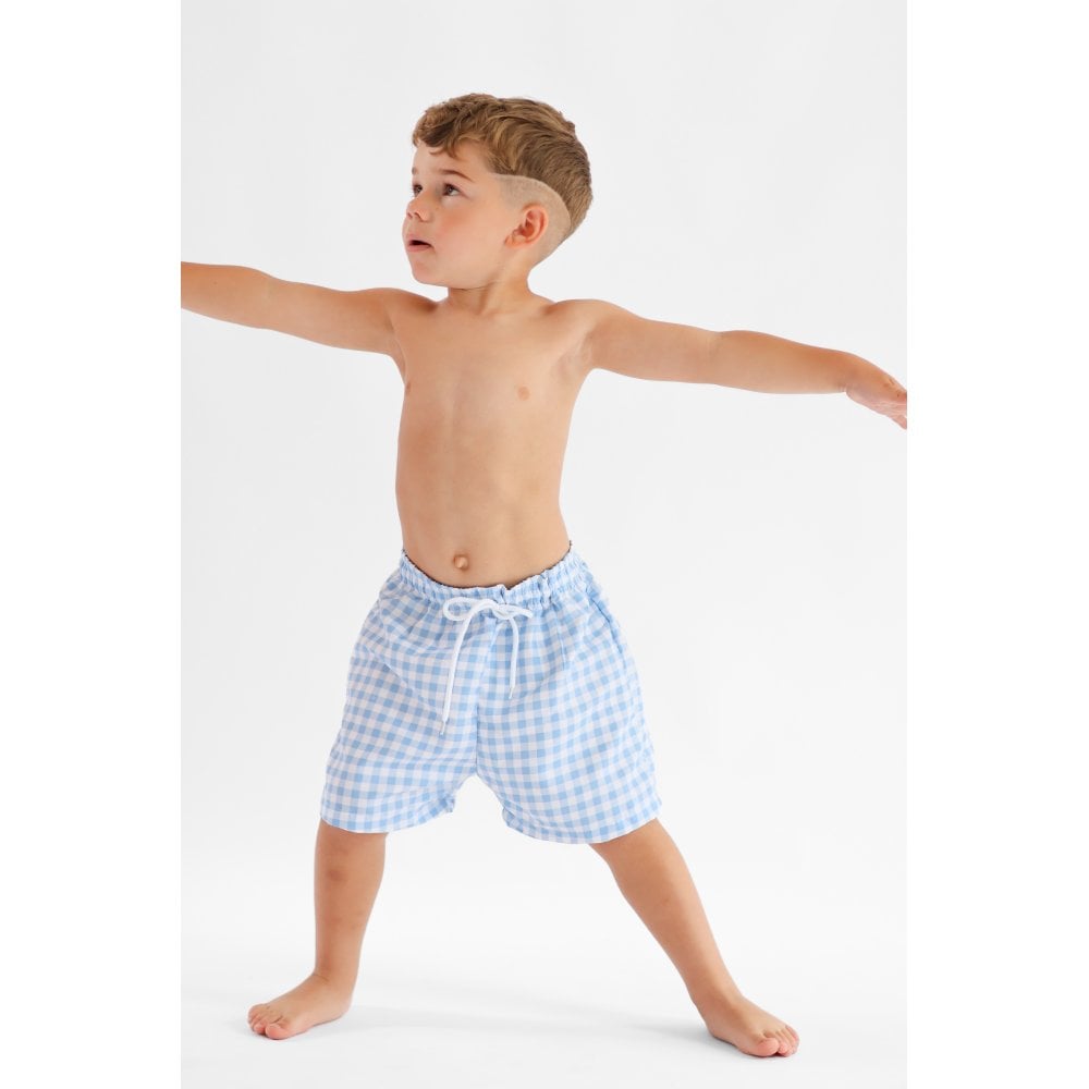 Henley Boys Blue Checked Swimming Shorts