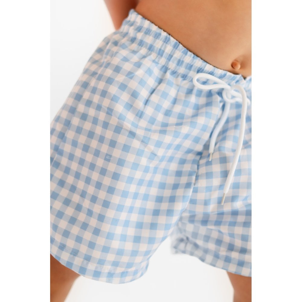Henley Boys Blue Checked Swimming Shorts